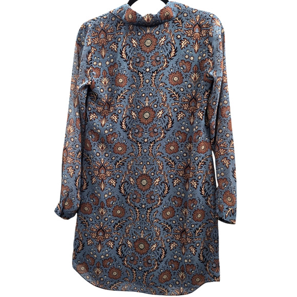 Cabi Dress Womens XS Blue Floral Provincial Long Sleeve Cottagecore Earthy Work - Picture 2 of 8